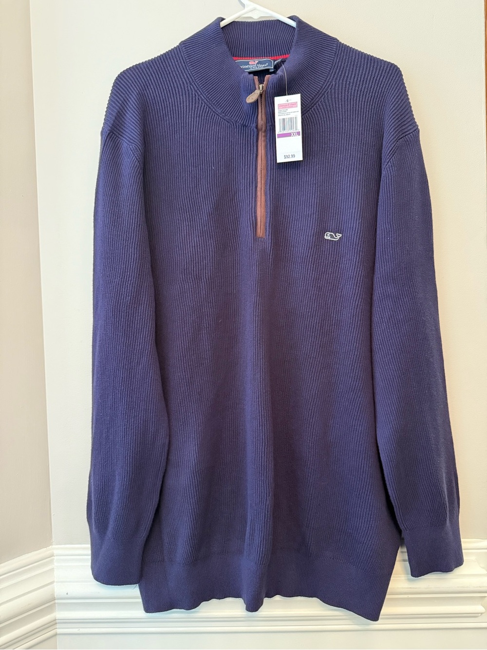 Vineyard Vines Men's Fisherman Quarter Zip Sweater Nautical Navy Size XXL